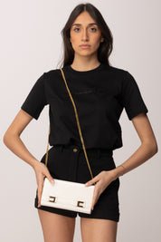 Elisabetta Franchi Portafoglio con Dettaglio Logo e Tracollina PF65A61E2 BURRO