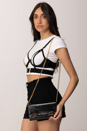 Elisabetta Franchi Portafoglio con Dettaglio Logo e Tracollina PF65A61E2 NERO