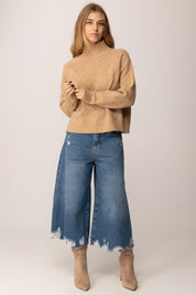 Elisabetta Franchi Pullover In Maglia con Motivo Losanghe Jacquard MK55T57E2 HONEY