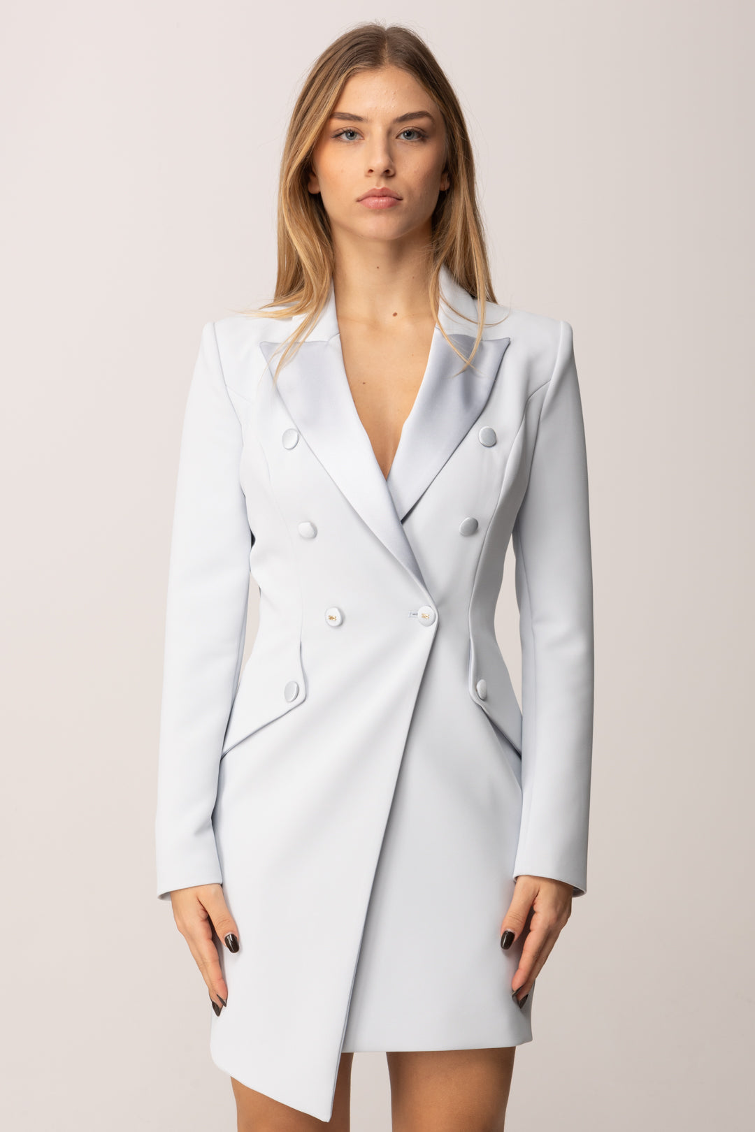 Elisabetta Franchi Robe Manteau Asimmetrico con Dettagli Smoking STARLIGHT AB80356E2