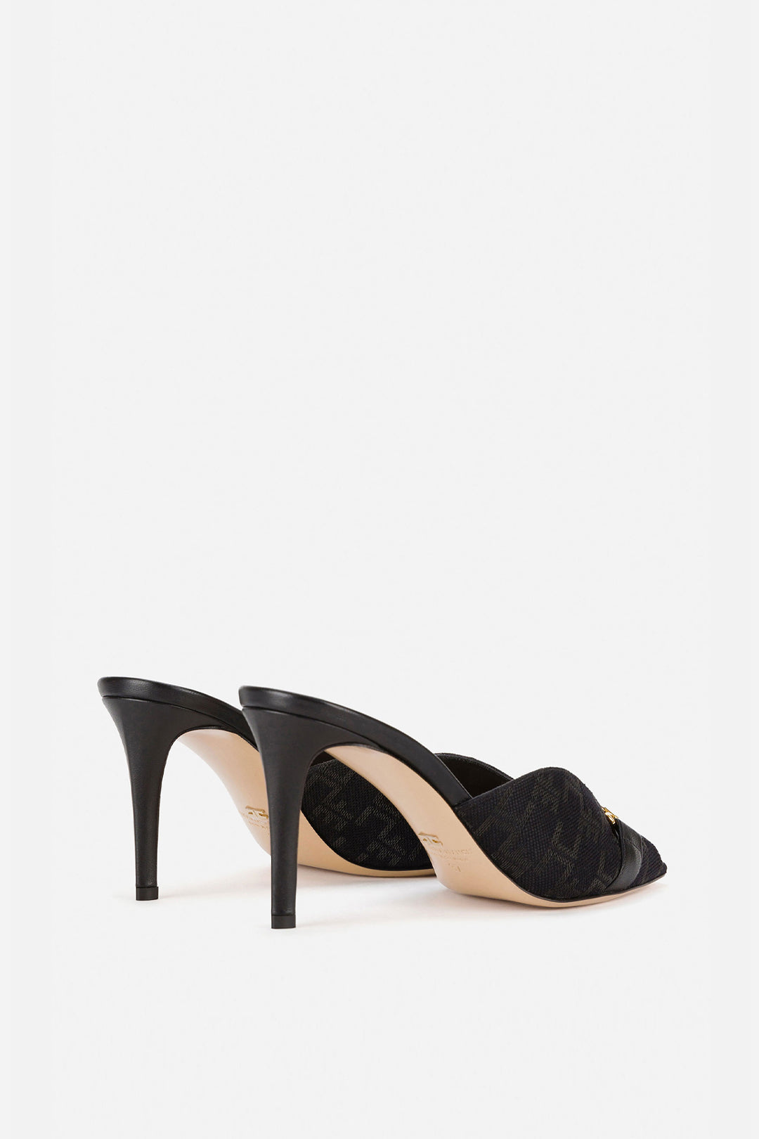 Sandalo Slider In Tela Monogram con Catena Light Gold