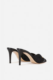 Sandalo Slider In Tela Monogram con Catena Light Gold