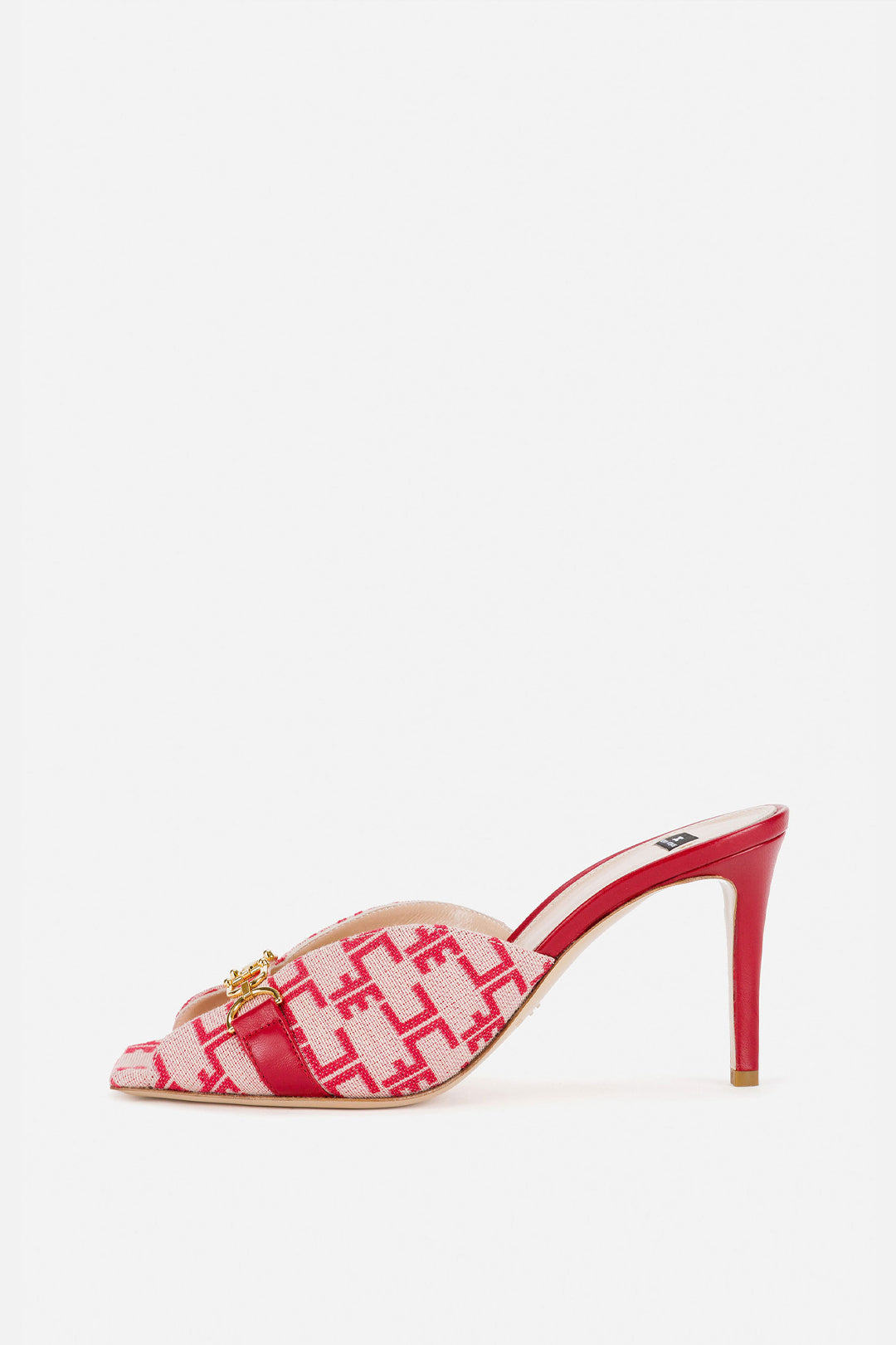 Sandalo Slider In Tela Monogram con Catena Light Gold