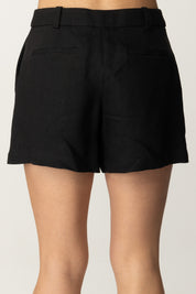 Elisabetta Franchi Shorts In Gabardina Di Misto Lino SH01252E2 NERO 8