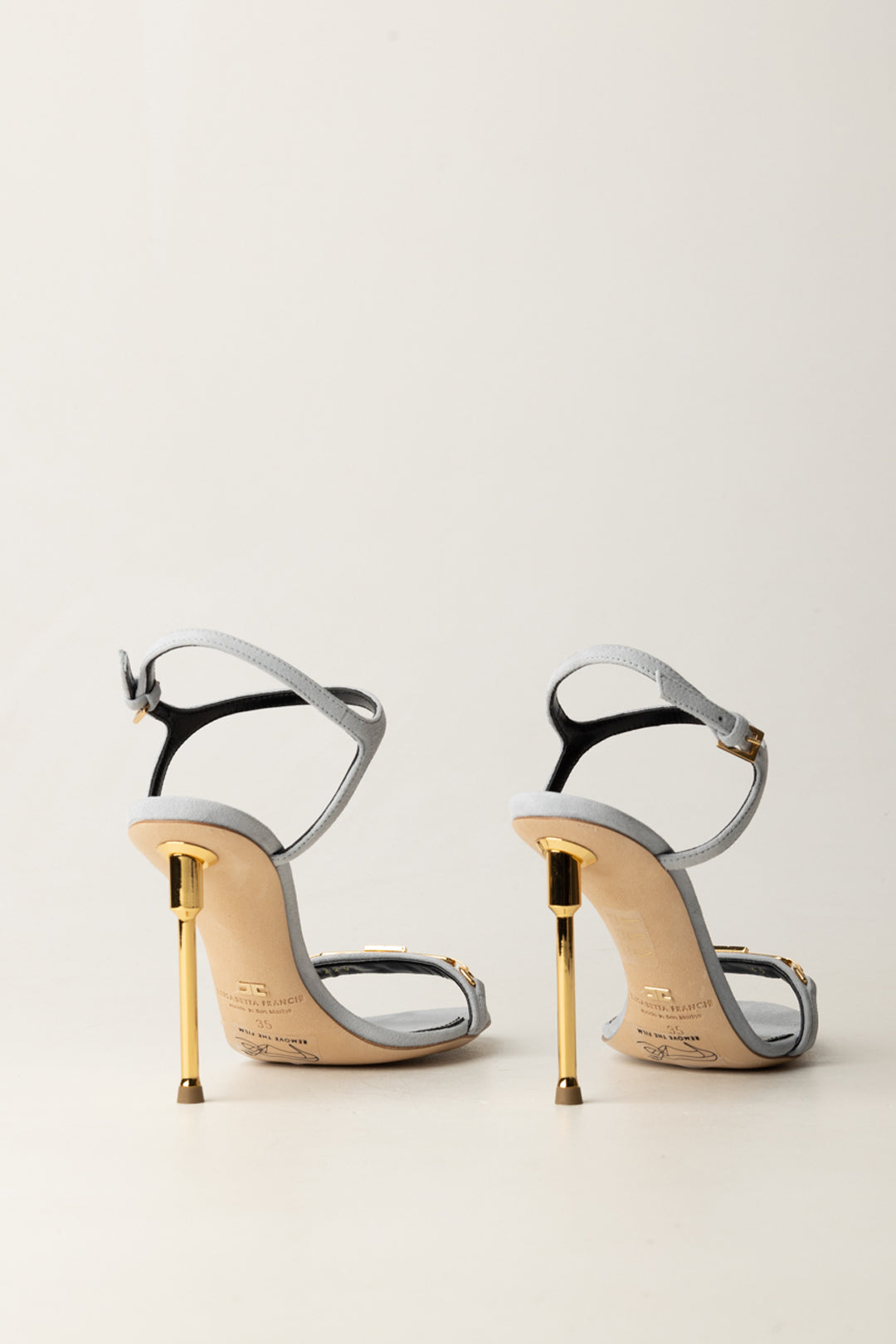 Elisabetta Franchi Sandali In Pelle Tacco Scultura e Morsetto SA89L56E2 STARLIGHT