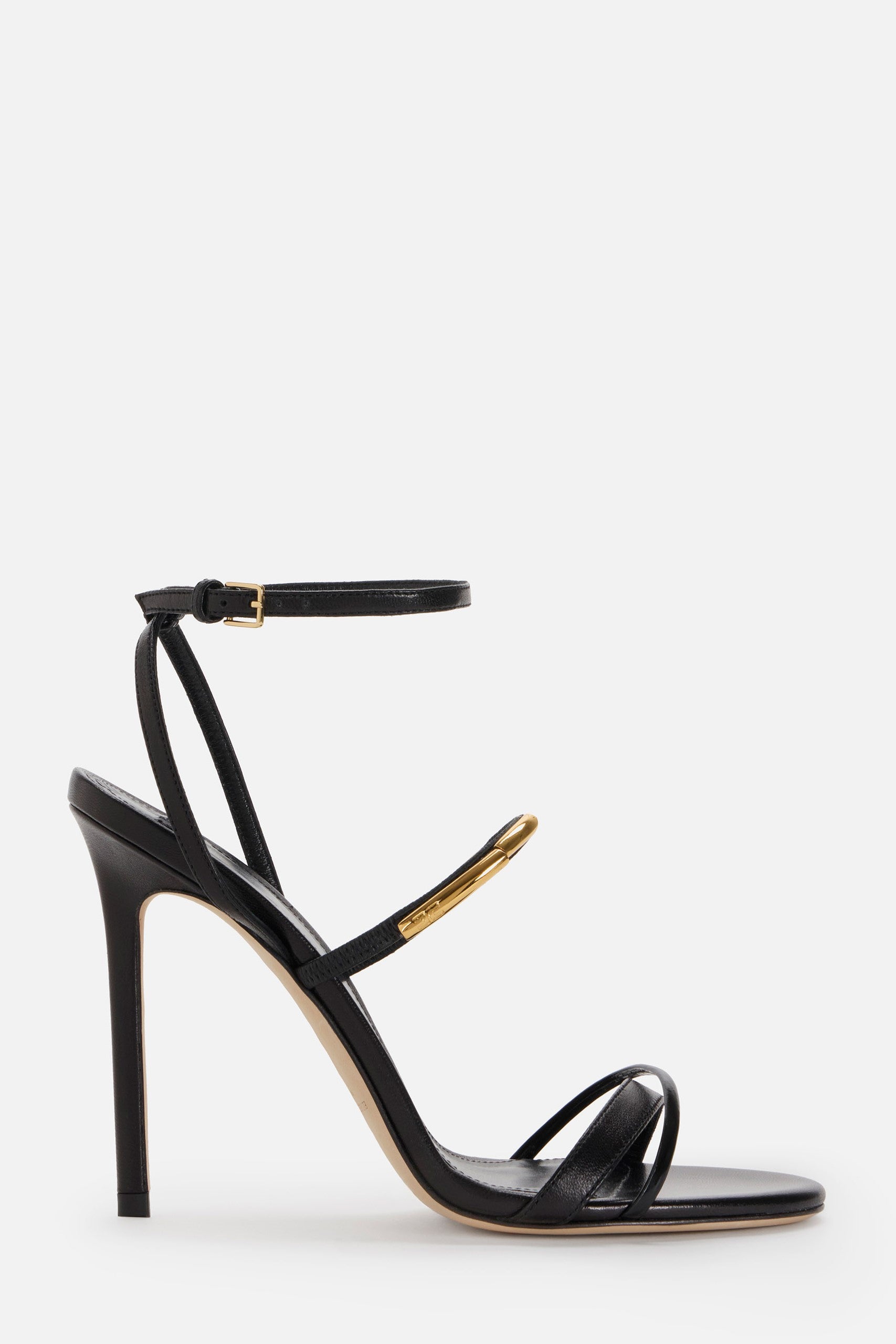 Elisabetta Franchi Sandali In Pelle con Dettaglio Gioiello a Mezzaluna SA14C57E2 NERO