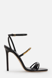 Elisabetta Franchi Sandali In Pelle con Dettaglio Gioiello a Mezzaluna SA14C57E2 NERO