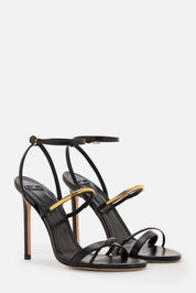 Elisabetta Franchi Sandali In Pelle con Dettaglio Gioiello a Mezzaluna SA14C57E2 NERO