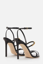 Elisabetta Franchi Sandali In Pelle con Dettaglio Gioiello a Mezzaluna SA14C57E2 NERO