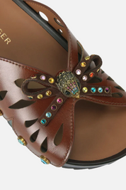 Kurt Geiger Sandali Slide Butterfly con Logo e Strass 5596630109 BROWN