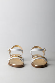 Elisabetta Franchi La mia Bambina Sandali flat con morsetto logo oro F4A2-E0562-1733139- IVORY WHIT