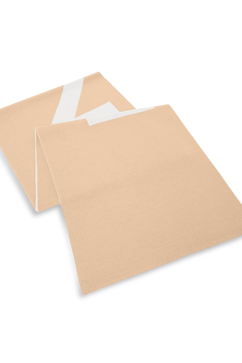 Pinko Sciarpa con Logo Lettering In Misto Lana 105988 A2Z5 MZ2 CAMMELLO/BIANCO