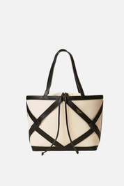 Twinset Shopper In Canvas con Dettagli Effetto Pelle 261TB7271 BIC.MADREPERLA/NERO