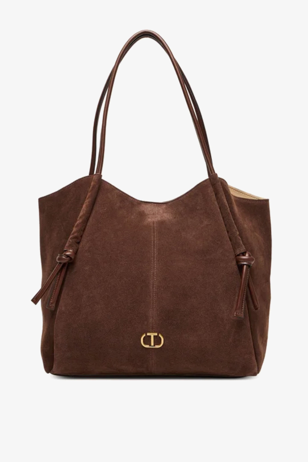 Twinset Shopper in pelle scamosciata con nodi 252TD8350 COFFEE