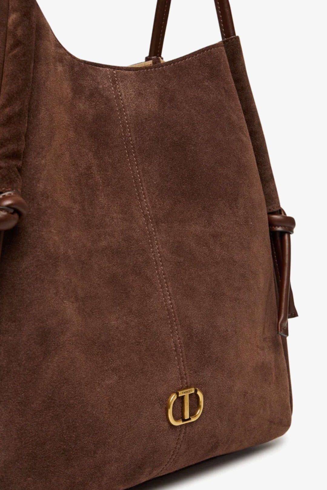 Twinset Shopper in pelle scamosciata con nodi 252TD8350 COFFEE