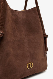 Twinset Shopper in pelle scamosciata con nodi 252TD8350 COFFEE