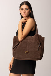 Twinset Shopper in pelle scamosciata con nodi 252TD8350 COFFEE