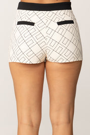 Elisabetta Franchi Shorts Color Block con Logo Charms SHS0156E2 MILK/NERO