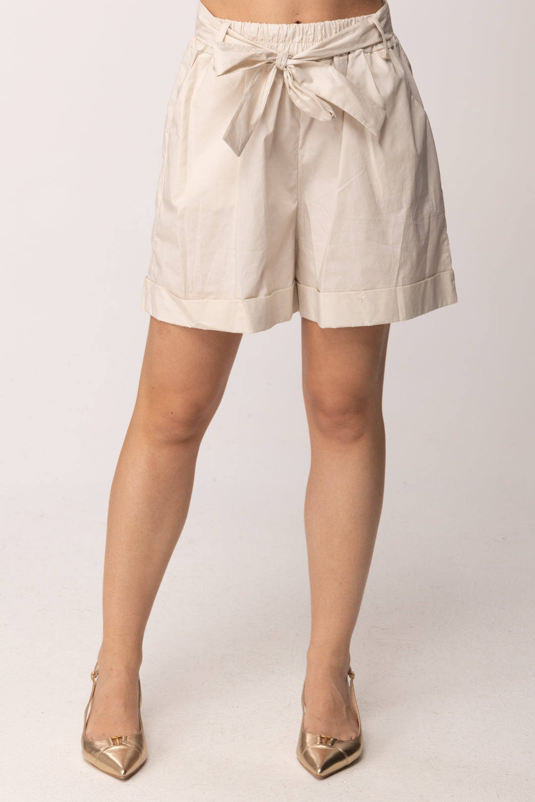 Khloe Femme Shorts In Cotone con Fusciacca 49402 BIANCO
