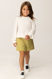 Elisabetta Franchi La mia Bambina Shorts In Crepe con Stampa Logo Geometrico EGBE024.0.GA023.D914 