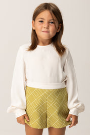 Elisabetta Franchi La mia Bambina Shorts In Crepe con Stampa Logo Geometrico EGBE024.0.GA023.D914 