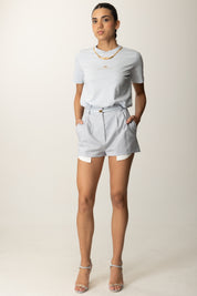 Elisabetta Franchi Shorts In Fresco Lana con Cintura SH01156E2 STARLIGHT