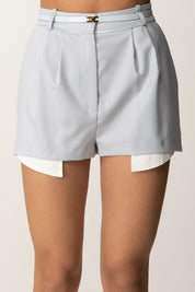 Elisabetta Franchi Shorts In Fresco Lana con Cintura SH01156E2 STARLIGHT