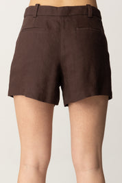 Elisabetta Franchi Shorts In Gabardina Di Misto Lino SH01252E2 CACAO
