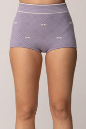 Elisabetta Franchi Shorts In Maglia con Motivo Loghi LILLA/BURRO