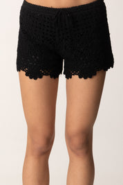 Khloe Femme Shorts crochet in cotone 28056 NERO