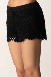Khloe Femme Shorts crochet in cotone 28056 NERO