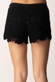 Khloe Femme Shorts crochet in cotone 28056 NERO