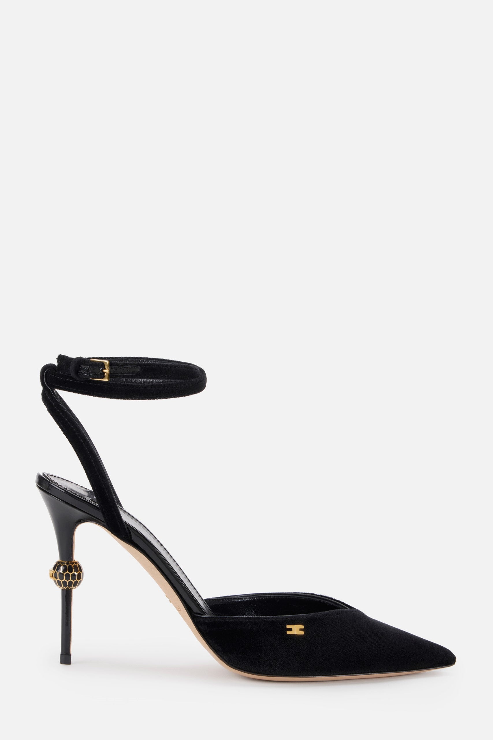 Elisabetta Franchi Slingback In Suede con Tacco Snake SA74L57E2 NERO