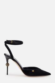 Elisabetta Franchi Slingback In Suede con Tacco Snake SA74L57E2 NERO