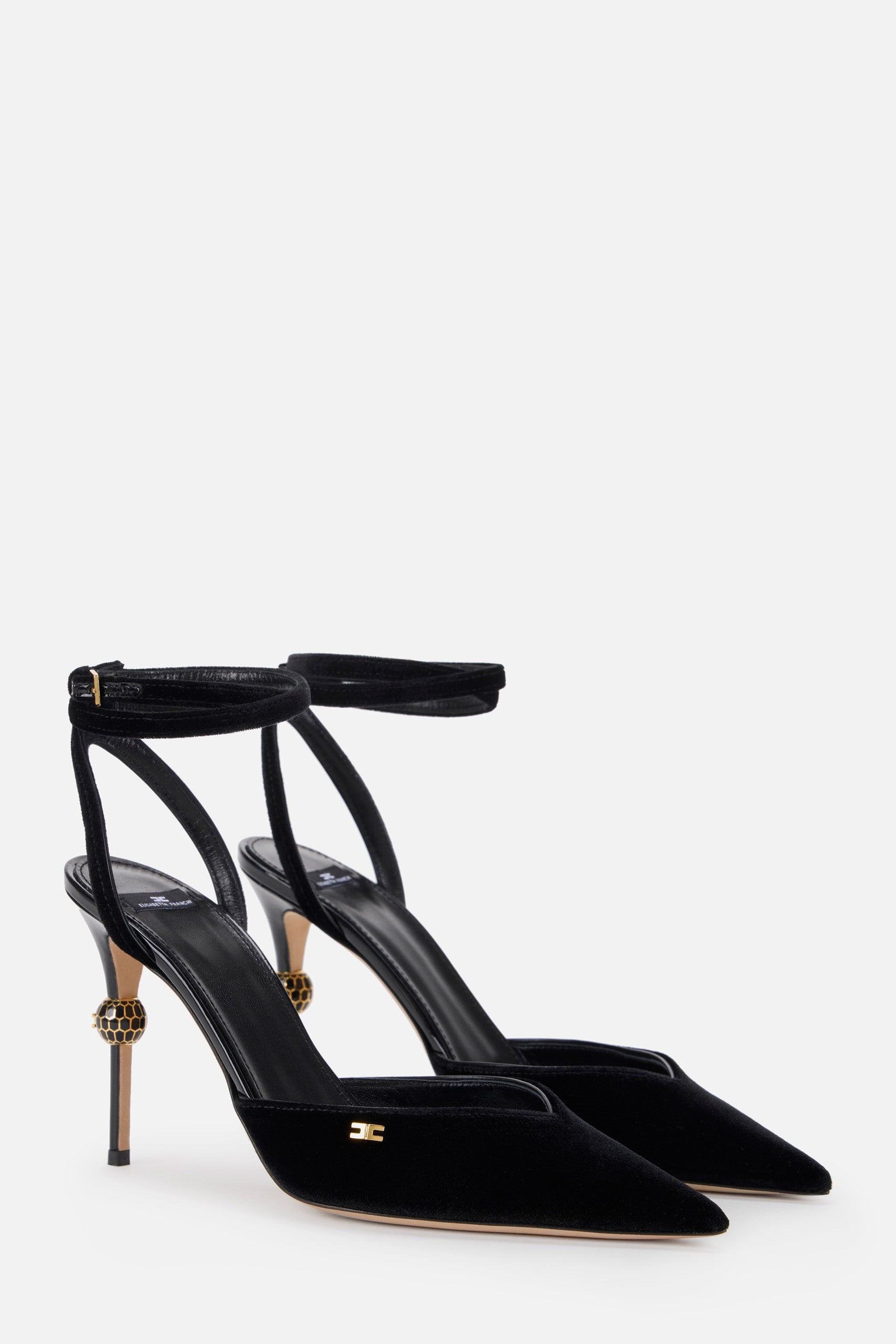Elisabetta Franchi Slingback In Suede con Tacco Snake SA74L57E2 NERO