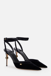 Elisabetta Franchi Slingback In Suede con Tacco Snake SA74L57E2 NERO