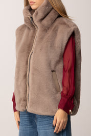 Pinko Smanicato In Ecopelliccia con Zip BEIGE-BISCOTTO ZENZ.
