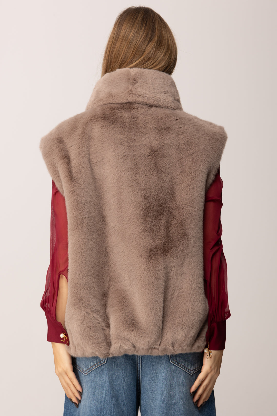 Pinko Smanicato In Ecopelliccia con Zip BEIGE-BISCOTTO ZENZ.
