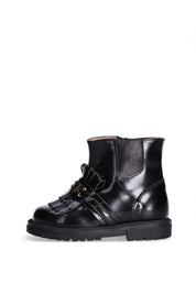 Elisabetta Franchi La mia Bambina Stivaletti Chelsea In Pelle Lucida con Frange F1A5-E0385-0406930 BLACK
