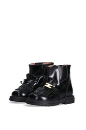 Elisabetta Franchi La mia Bambina Stivaletti Chelsea In Pelle Lucida con Frange F1A5-E0385-0406930 BLACK