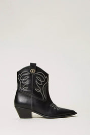 Twinset Stivaletti Texani In Pelle 232TCT228 NERO