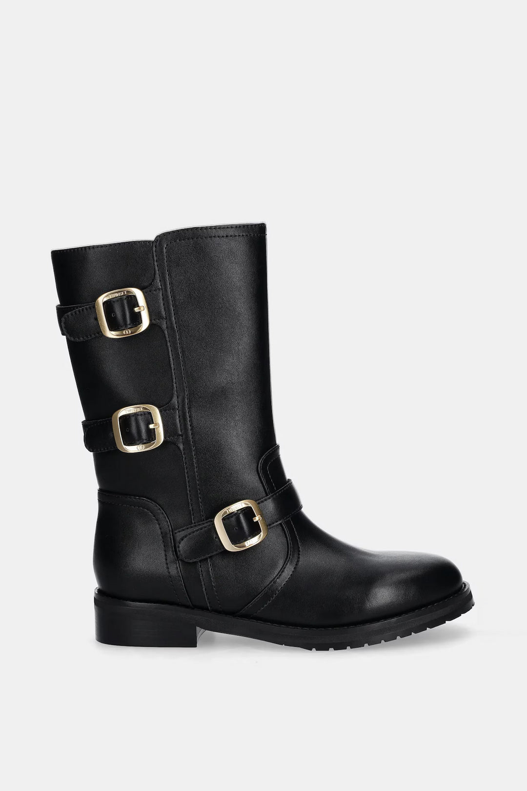 Twinset Stivaletti biker con fibbie 252TCP160 NERO