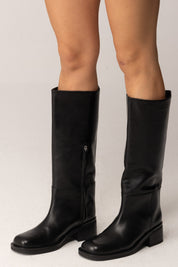 Patrizia Pepe Stivali Biker In Pelle con Punta Squadrata 2Y0042 L048 NERO