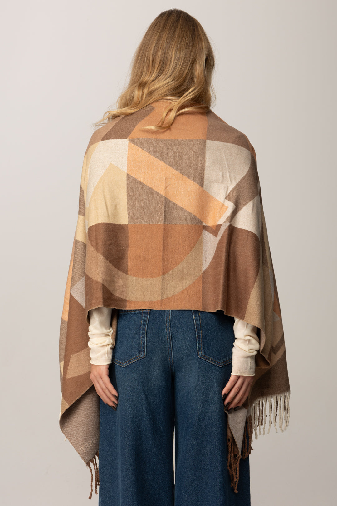 Twin-set Stola In Panno con Motivo Logo Jacquard 252TA4170 LAND