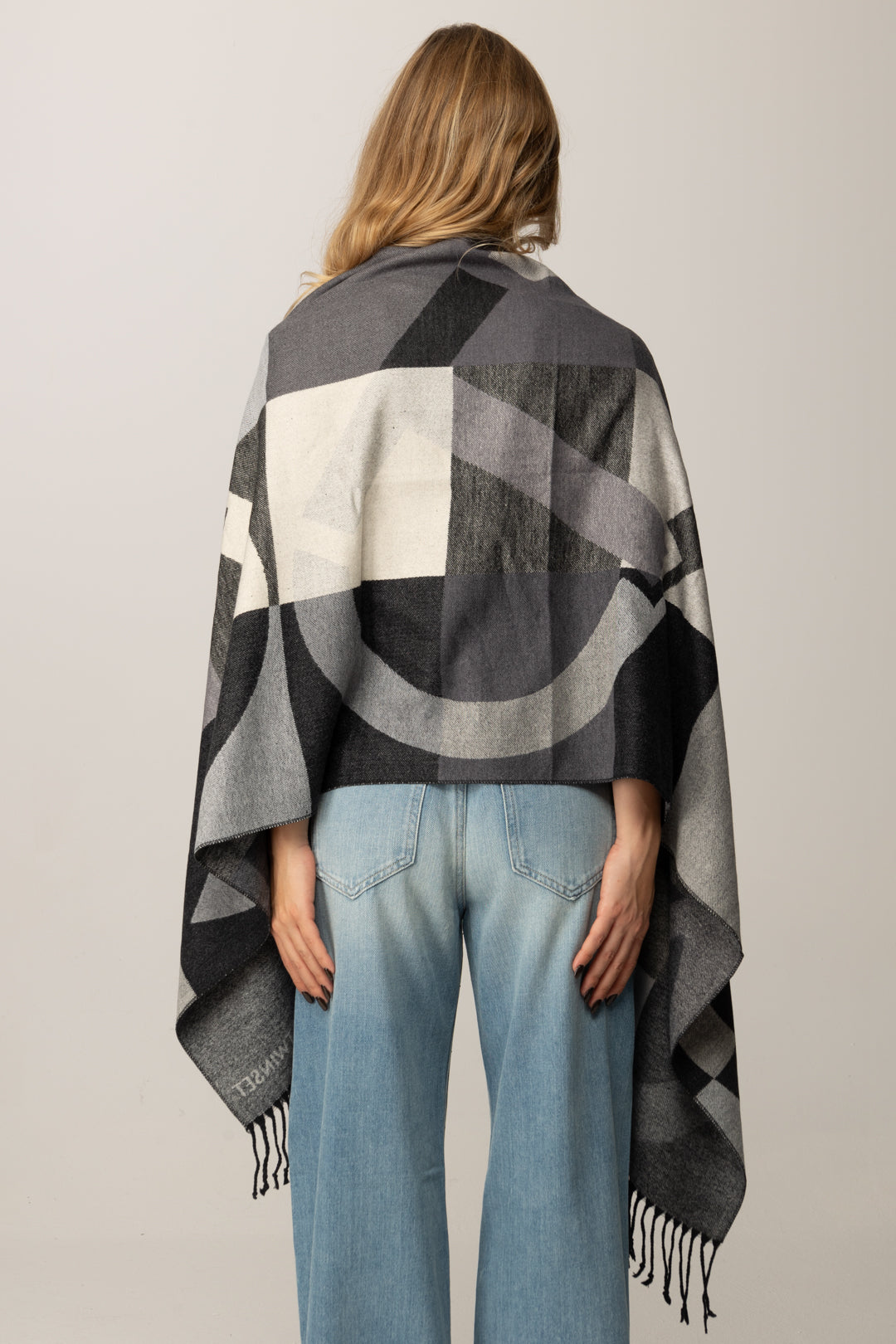 Twin-set Stola In Panno con Motivo Logo Jacquard 252TA4170 MEDIUM MELANGE GREY