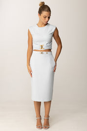 Elisabetta Franchi T-shirt Crop con Accessorio Cc MA01656E2 STARLIGHT