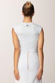 Elisabetta Franchi T-shirt Crop con Accessorio Cc MA01656E2 STARLIGHT
