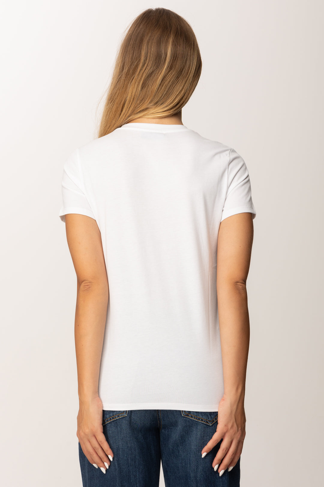 Elisabetta Franchi T-shirt Girocollo con Logo Ricamato MA00756E2 GESSO