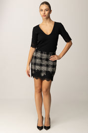 Twinset T-shirt In Costina con Dettagli In Pizzo 252TT2170 NERO