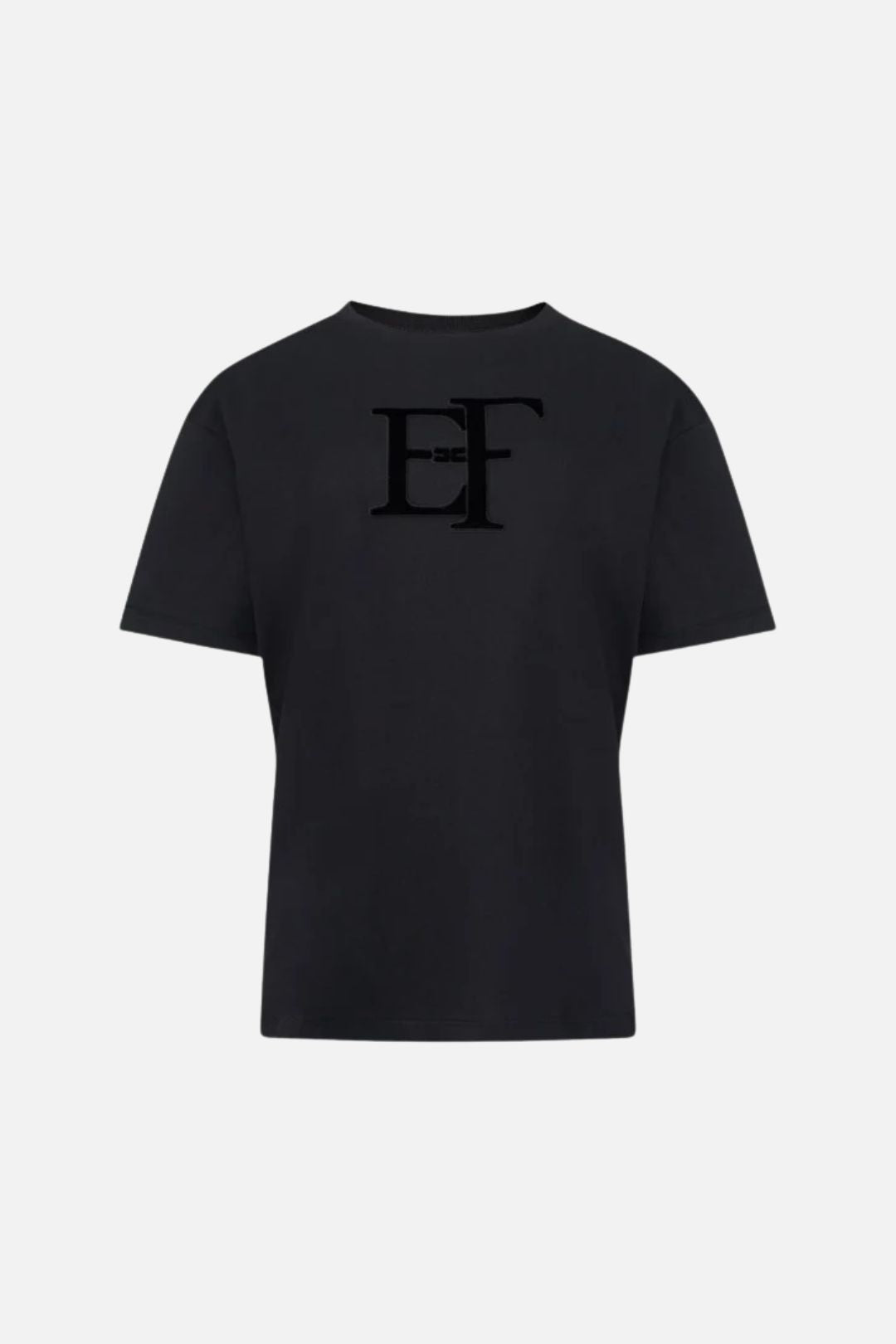 Elisabetta Franchi T-shirt In Cotone con Logo In Rilievo MA01P66E2 NERO